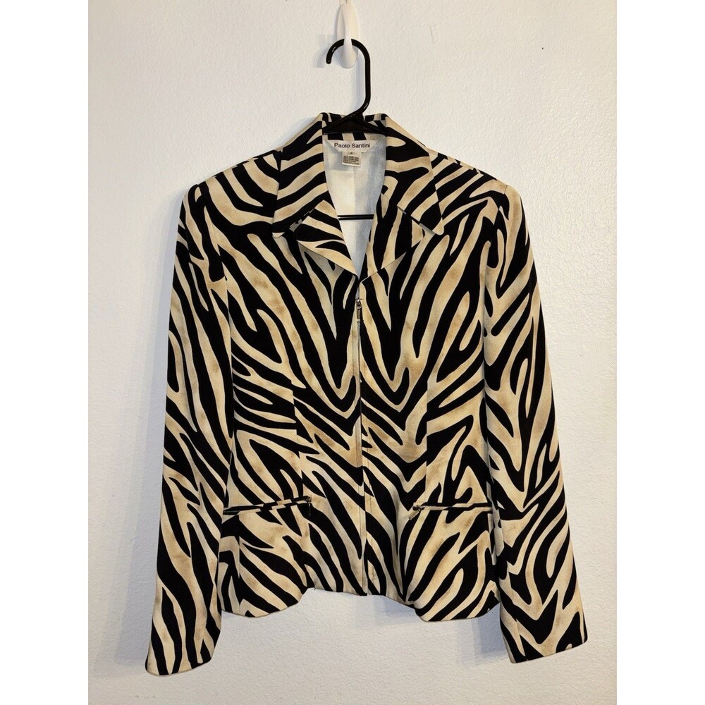 Paolo Santini Sexy Zebra Print Women's Blazer 100% Silk
